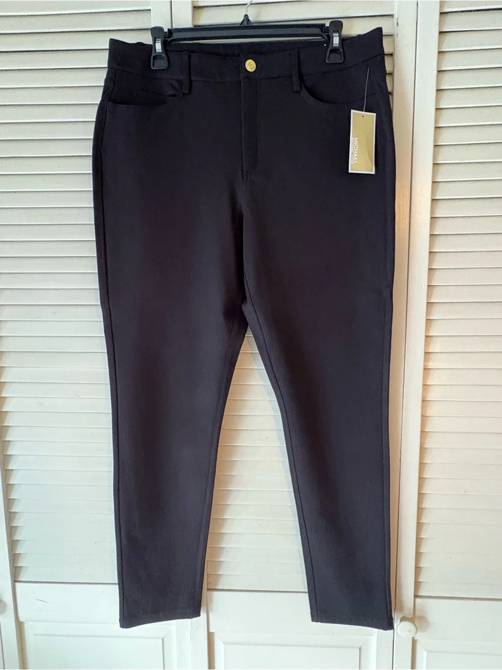 Michael Kors Black Trousers with Gold Logo Button